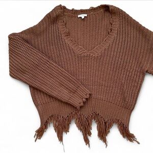 Urban Outfitters Fringed Brown Sweater